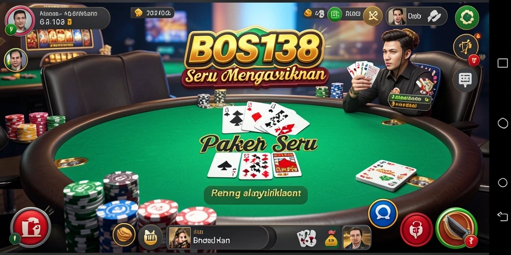 Tampilan gameplay seru di BOS138 dengan pemain poker lainnya.