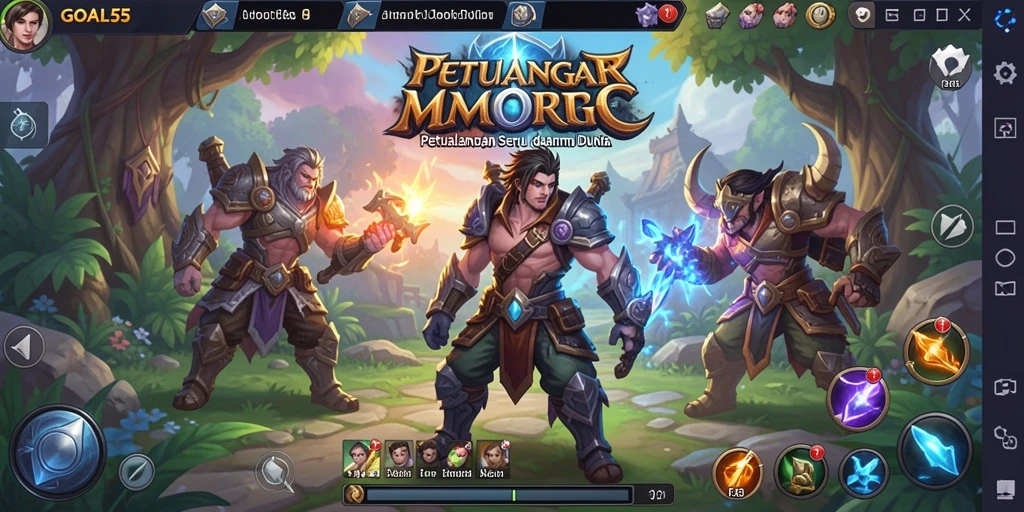 Tampilan gameplay mendebarkan di dunia MMORPG GOAL55.
