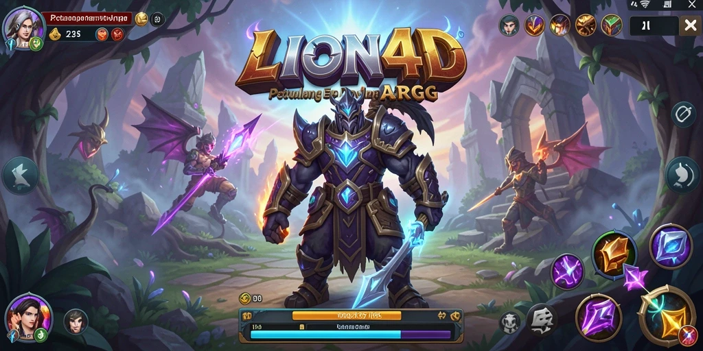 Screenshot gameplay <strong>LION4D</strong> menampilkan pertarungan epik dan karakter yang mengesankan.