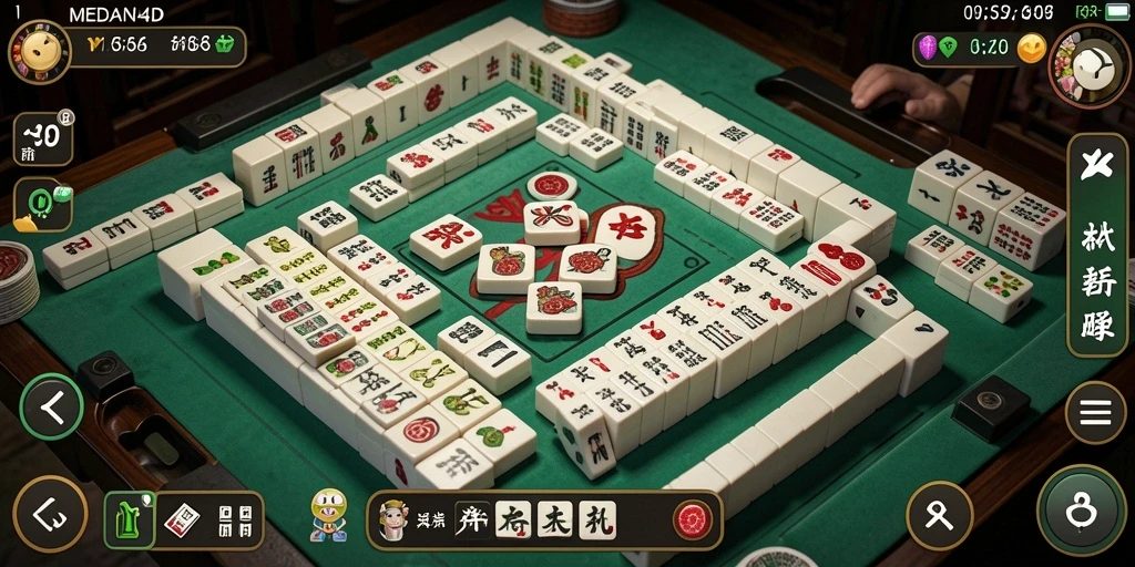 Tangkapan layar utama MEDAN4D menampilkan gameplay Mahjong yang seru.