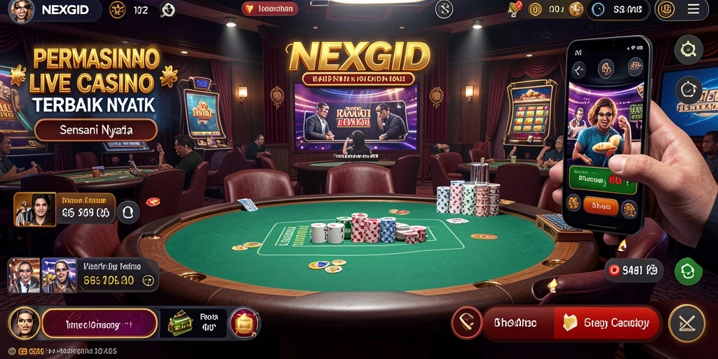 Screenshot gameplay NEXGID menampilkan dealer langsung dan interaksi pemain yang nyata.