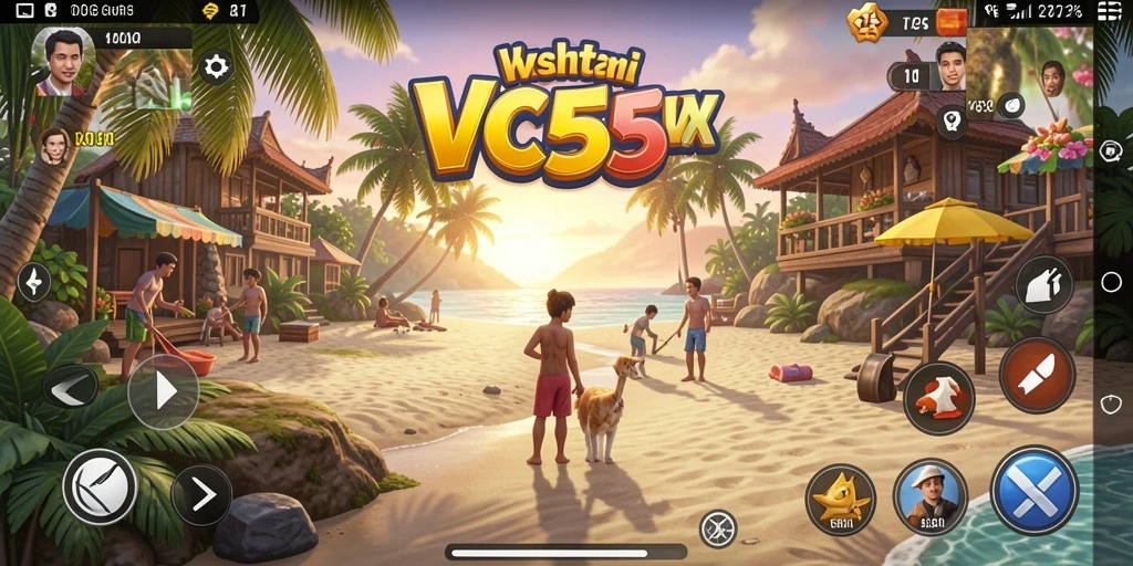 Screenshot gameplay VC55, menampilkan level yang penuh warna dan tantangan menarik.
